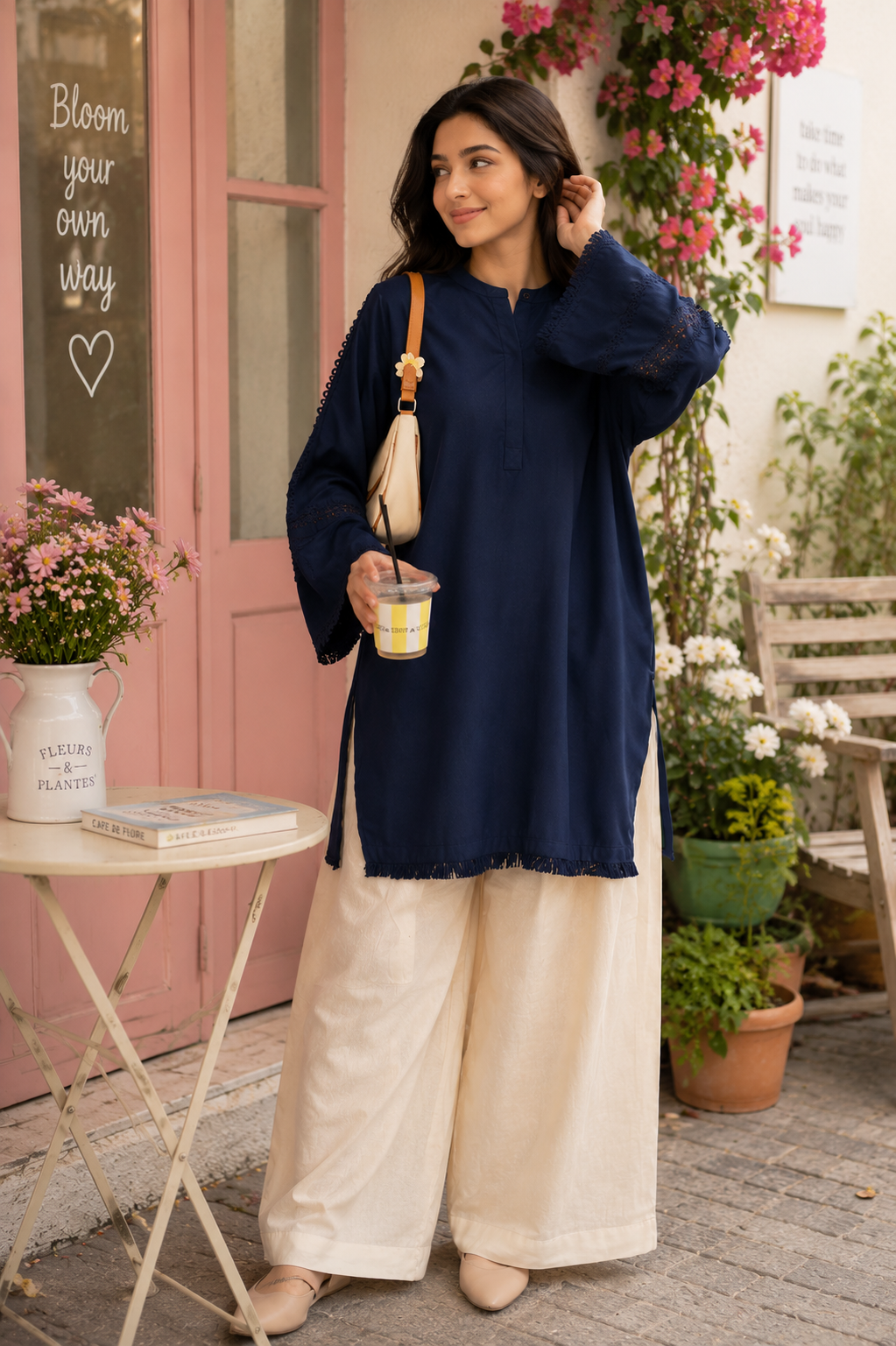 Blue and beige set