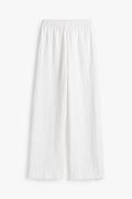 Wide-Leg Crinkle White Pants