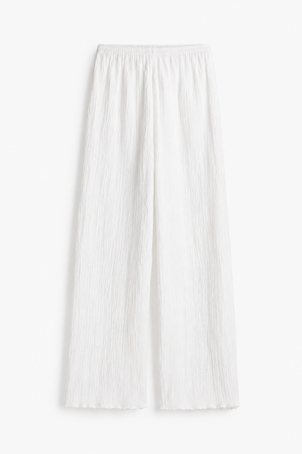 Wide-Leg Crinkle White Pants